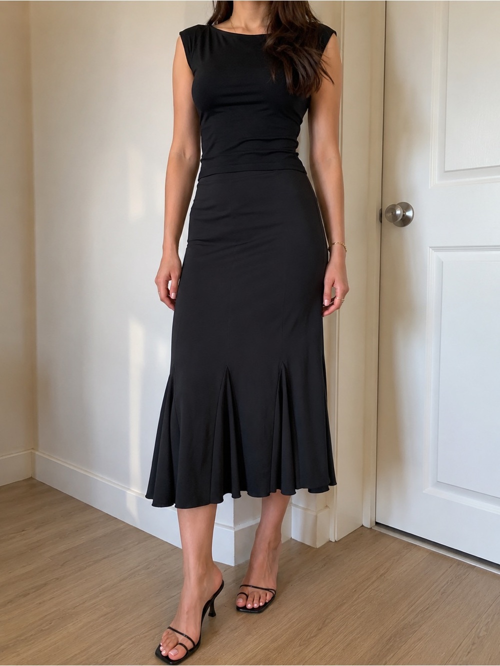 Susan Lawrence Black A-Line Midi Skirt